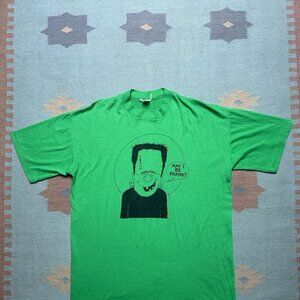 Vintage 80s t shirt may I be frank Frankenstein single stitch Halloween soft XL
